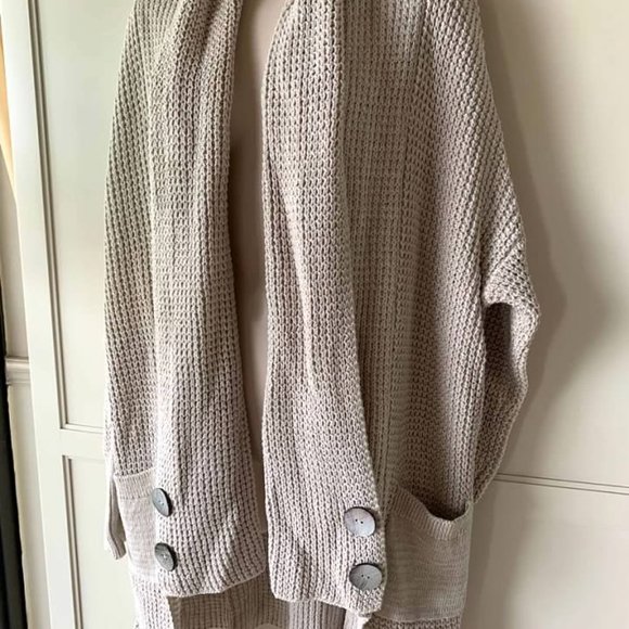 Soft Surroundings Oatmeal Cardigan Sweater - Picture 3 of 4